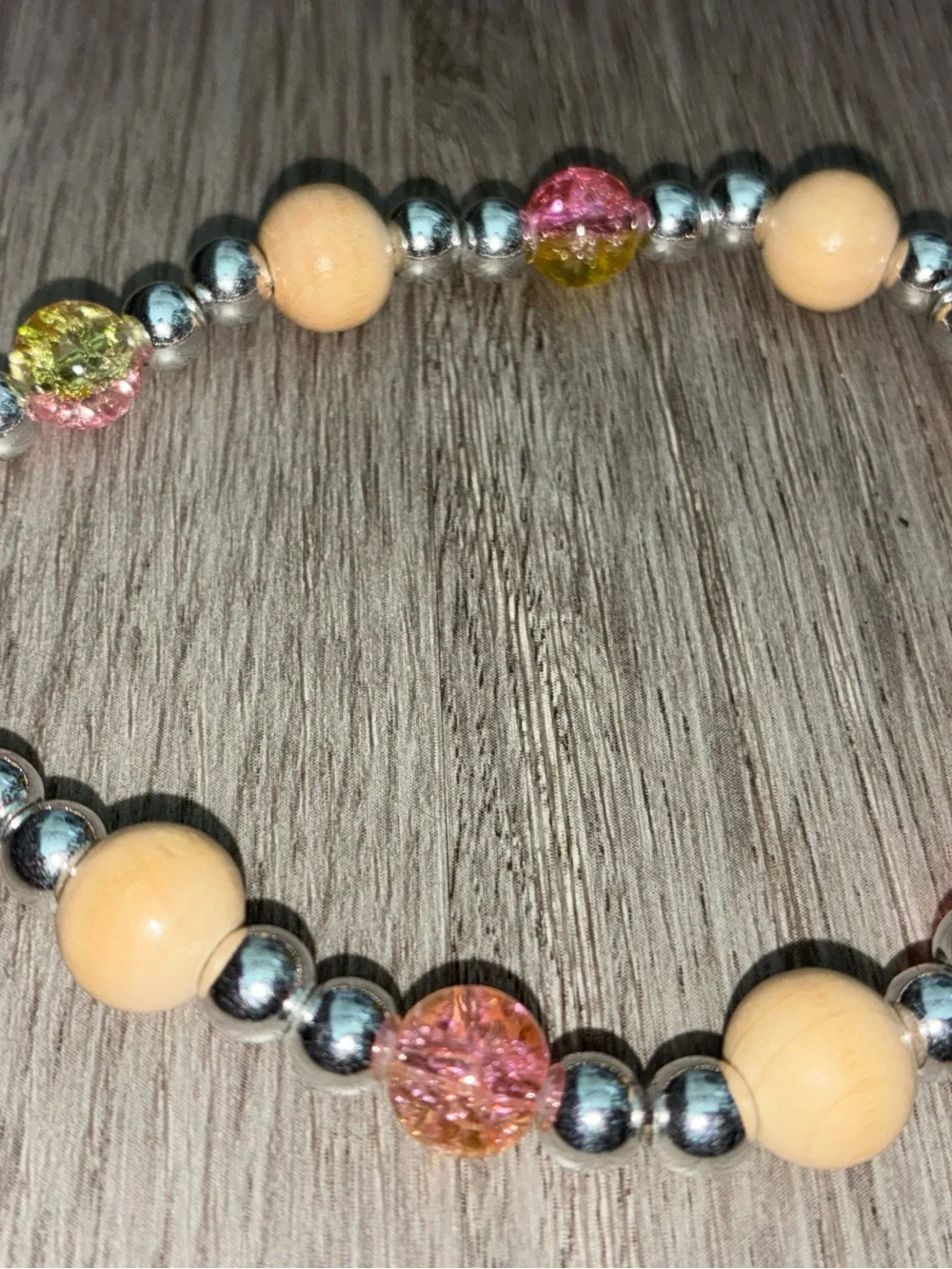 Beaded Pink & Yellow Glass Accent Bracelet - Women Jewelry